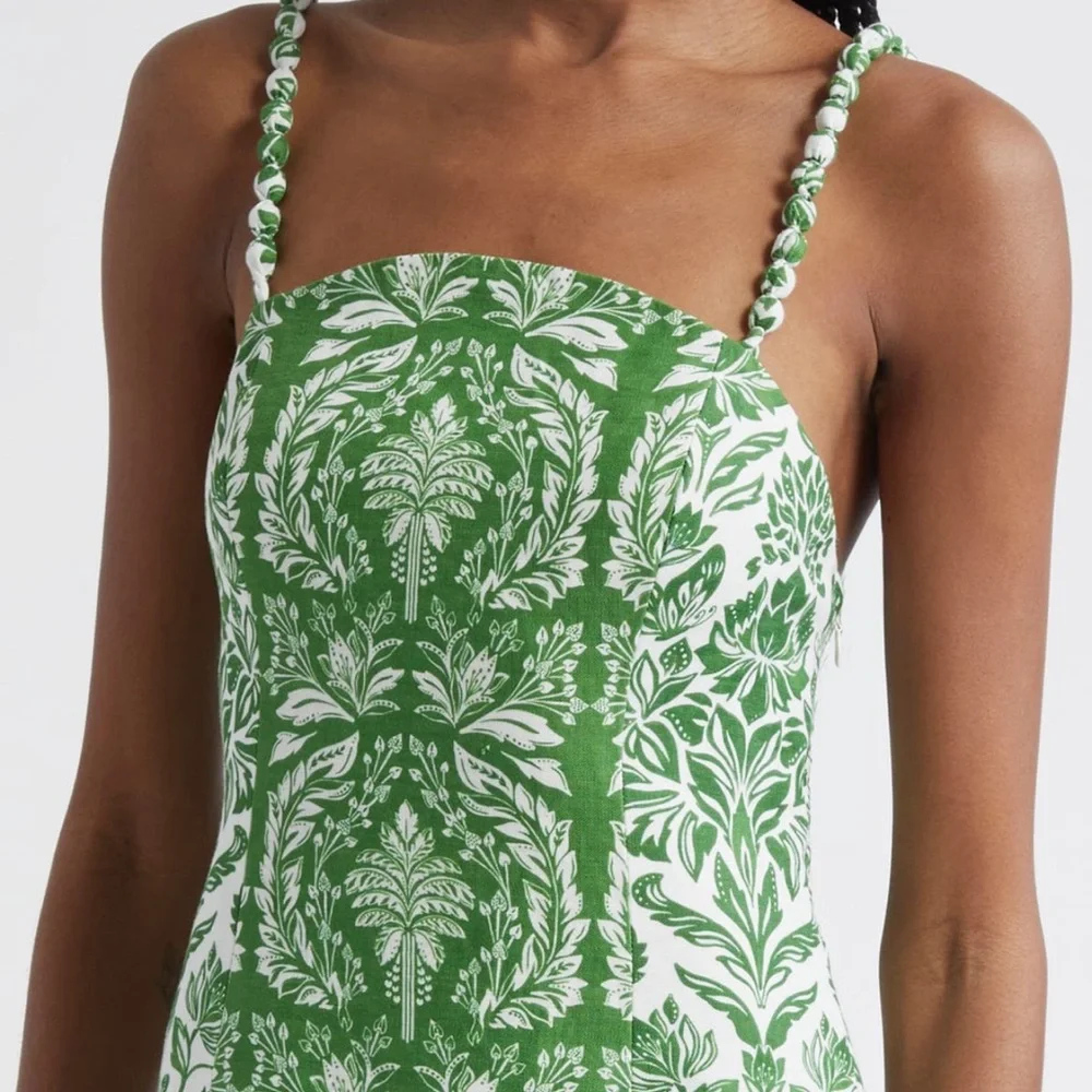 FARM Rio Delicate Tapestry Midi Dress - Midi Green & White Dress - Picture 3 of 5
